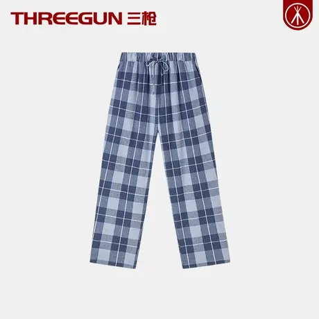 THREEGUN/三枪100%纯棉男士薄款睡裤系带带兜开襟青年全棉家居裤图片