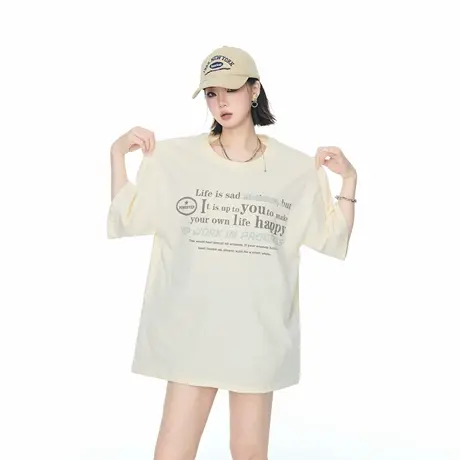 YEP2025夏季新款美式字母印花T恤短袖女街头ins风情侣款半袖上衣图片