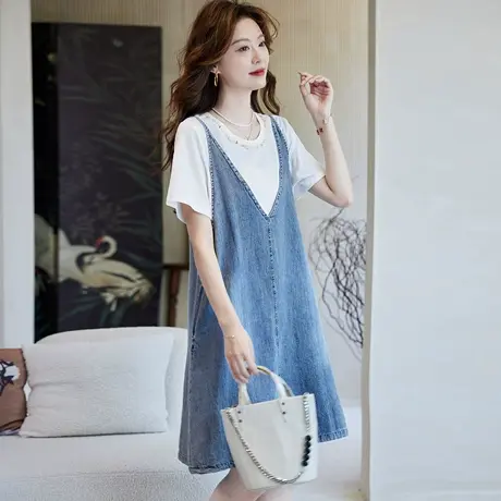 宝诗黎【新品价288元】两件套T恤牛仔连衣裙FFP2181商品大图