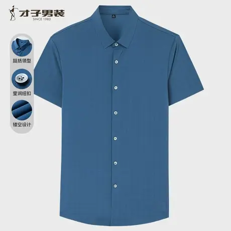【商场同款】才子男装桑蚕丝短袖衬衫男2024夏季新款商务休闲衬衣图片