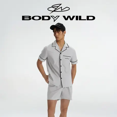 BODYWILD开襟翻领短袖短裤套装睡衣家居服ZBN43ZG2A图片