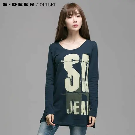 【新品】sdeer圣迪奥专柜正品女装休闲字母印染长款上衣4380287图片