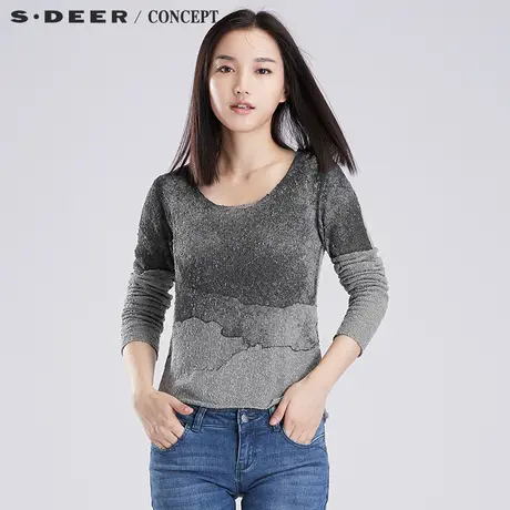 sdeer【上新】圣迪奥女装粗粝质感晕染针织衫S16383520图片