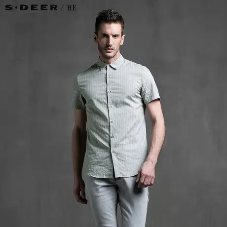 S.Deer/He【惠】圣迪奥纯棉竖条纹短袖衬衫H15270461图片
