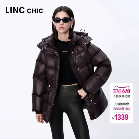 LINCCHIC金羽杰羽绒服女款2024新款机能感咖色短款羽绒服女冬2347商品大图