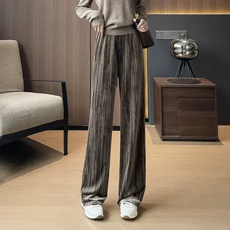 时尚美拉德气质休闲裤女士2024年秋季新品百搭显瘦直筒裤子商品大图