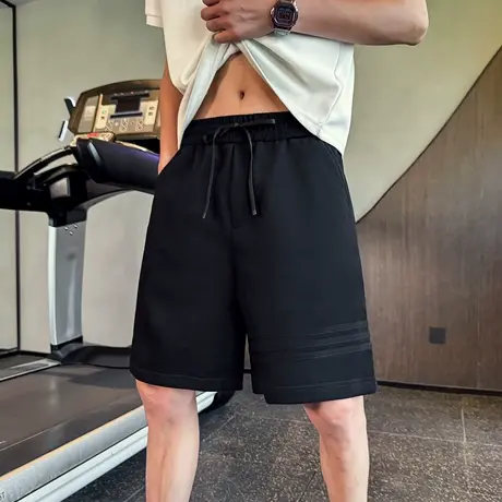 2025新款夏季潮牌短裤纯色时尚百搭休闲裤条纹简约穿搭运动五分裤商品大图