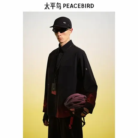【商场同款】太平鸟男装 休闲衬衫阔版男士外穿式衬衫 B2CHF1311商品大图