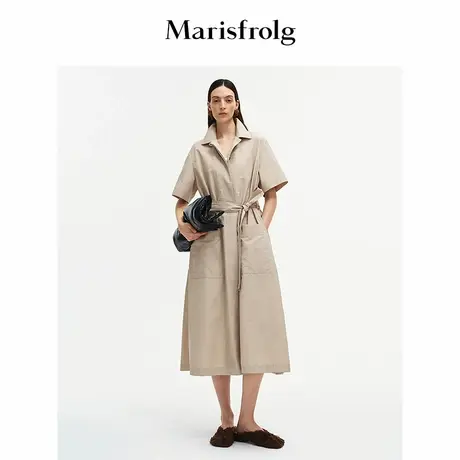 Marisfrolg玛丝菲尔2025秋新款宽松简约利落都市开襟口袋连衣裙图片