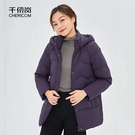 千仞岗女士可脱卸帽宽松版型柔软亲肤中老年短款羽绒服商品大图