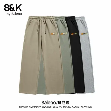 班尼路S&K美式重磅宽松休闲长裤男生潮牌卫裤直筒裤子男士运动裤商品大图