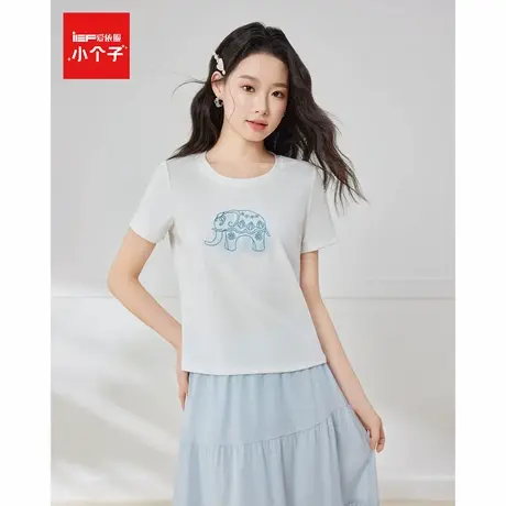 IEF/爱依服上衣2025夏季新款韩版时尚甜美少女小众小象印花T恤商品大图