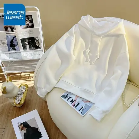 KV真维斯连帽卫衣女2025新款春秋季宽松透气美式帽衫圆领长袖外套商品大图