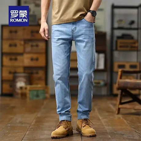 罗蒙美式牛仔裤夏季男士薄款休闲宽松大码长裤弹力小脚直筒裤N3Z图片