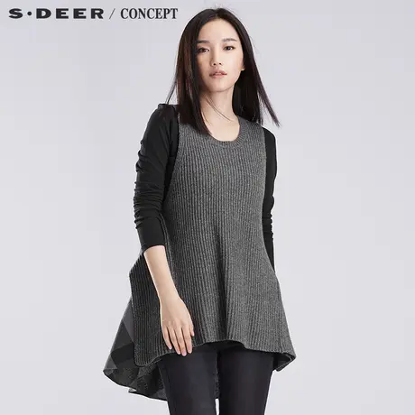 sdeer【淘清仓】圣迪奥马甲针织衫A廓双层无袖针织衫S16383524图片