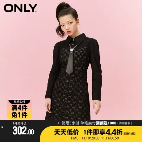 【买4免1】ONLY冬季时尚潮流休闲牛仔短款衬衫连衣裙女|122442017商品大图