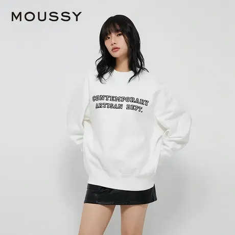 MOUSSY 夏季新品植绒字母基础款宽松圆领卫衣女028HAA90-2911图片