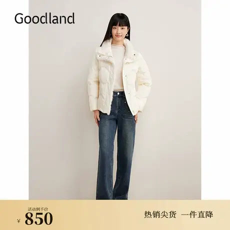 【新中式】Goodland美地2024冬新款水貂毛条700蓬国风提花羽绒服商品大图