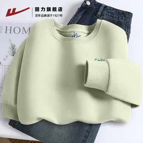 回力浅绿色宽松卫衣女秋季2025新款小个子上衣洋气减龄休闲体恤商品大图