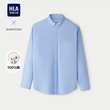 HLA/海澜之家轻商务经典系列休闲衬衫25春秋新款制扣领纯棉衬衣男商品大图