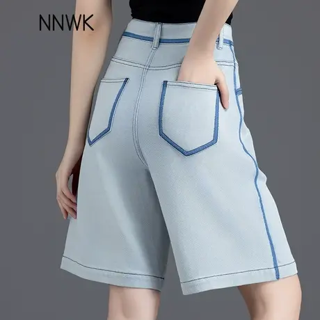 浅色天丝牛仔短裤女2025新款宽松五分裤夏季薄款高腰热裤阔腿中裤商品大图