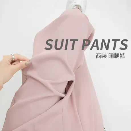 西装裤女春秋夏季2024新款高腰拖地垂感窄版阔腿裤宽松直筒休闲裤商品大图