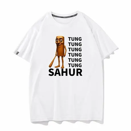 秀洛外国山海经 Tung tung tung sahur木棒人夏季短袖T恤男女衣服图片