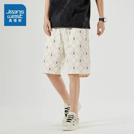 VF真维斯男装 2025夏季新款简约风时尚复古印花多色可选男装短裤商品大图