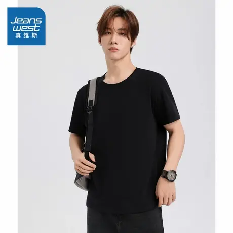 NX真维斯男装2025夏季新款 潮牌时尚简约圆领短袖纯棉T恤上衣男商品大图