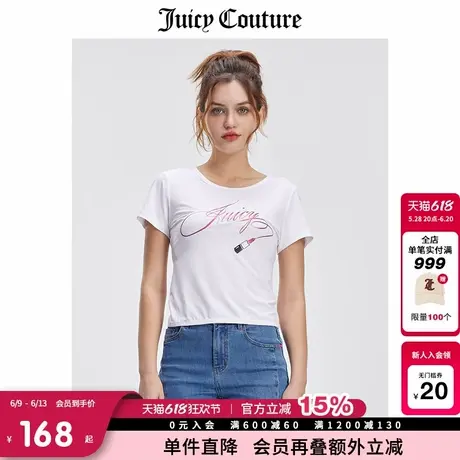Juicy Couture橘滋春夏新款T恤美式后背镂空系带圆领短袖上衣女商品大图