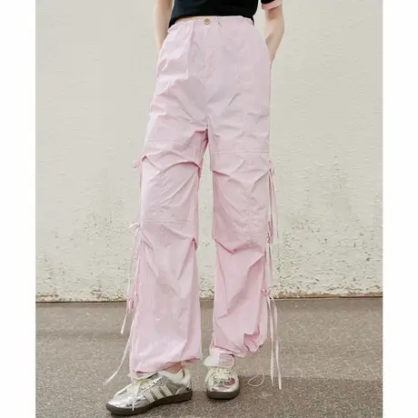 a02a02甜酷风绑带设计个性少女束脚裤2025夏季高腰百搭女式休闲裤商品大图