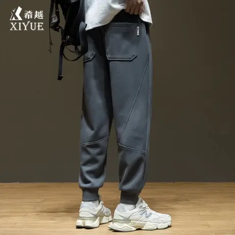 春秋宽松休闲针织卫裤男加厚2025年秋冬拼接抽绳大码运动束脚裤子商品大图