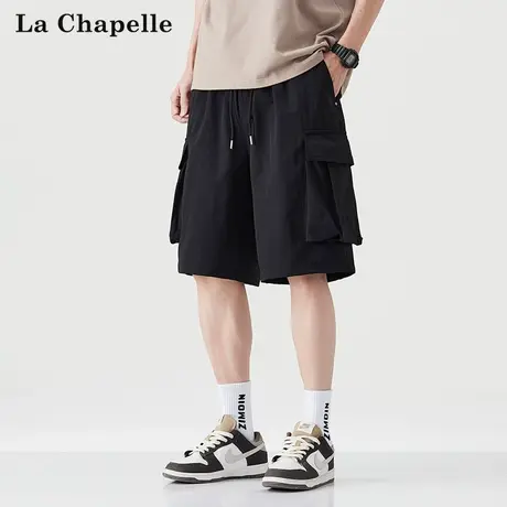 拉夏贝尔日系工装短裤男士夏季薄款潮牌复古多口袋外穿宽松五分裤图片