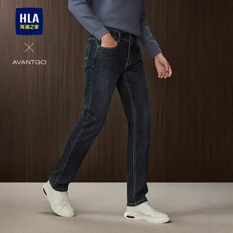 海澜之家轻商务经典牛仔裤子男25秋季新款微弹中腰合体直筒长裤男图片