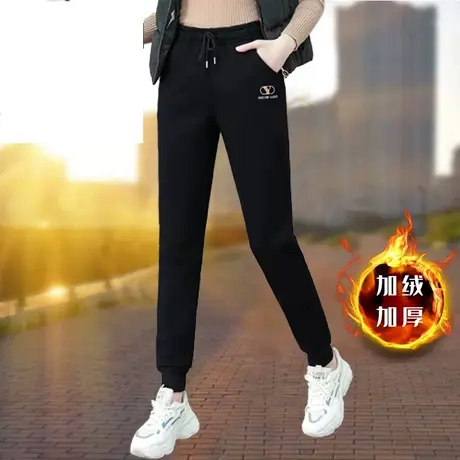 恋上17号纯棉女士加绒裤子女秋冬季2022新款宽松百搭加厚保暖休闲商品大图