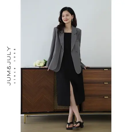 嘉茱莉2025春季新款一粒扣西装外套女小个子高级感外套休闲上衣商品大图