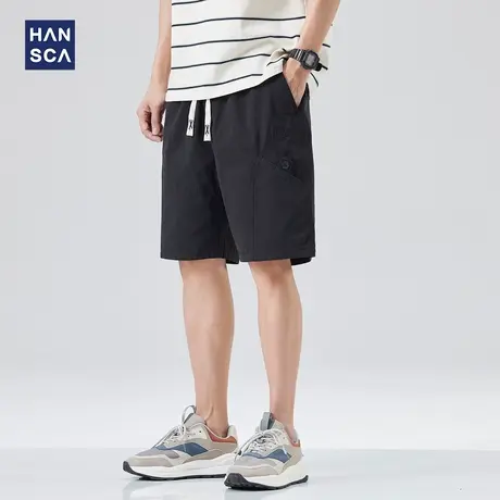 hansca工装休闲短裤男夏季薄款日系复古潮牌宽松直筒运动五分裤子商品大图