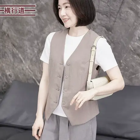 通勤风V领无袖坎肩马夹小外套叠穿上衣小众纯色马甲2025夏季女装商品大图