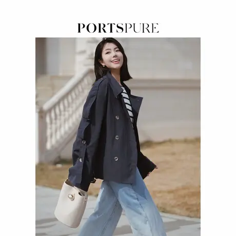 【博主同款】宝姿PORTSPURE女装2025夏季新品设计感短款风衣外套图片