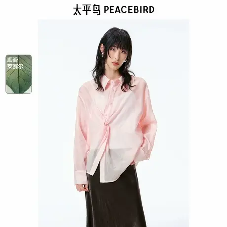 【商场同款】太平鸟2025年夏季新款轻薄光泽感衬衫A1CAF2208商品大图