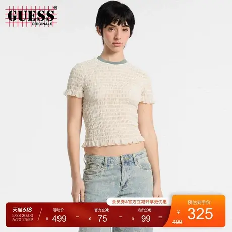 GUESSOriginals25年新款夏季女士时尚花边短袖T恤-W5GP51KBBF2图片