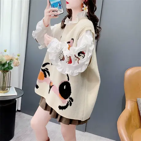 甜美减龄卡通无袖针织背心马甲女秋季2024年新款宽松学生坎肩上衣商品大图