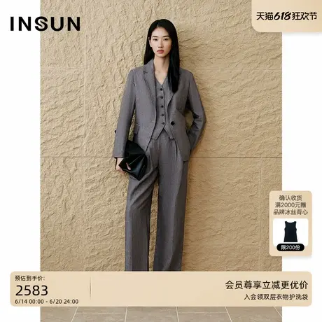 INSUN恩裳2025夏季高智感棉麻混纺西装外套商品大图