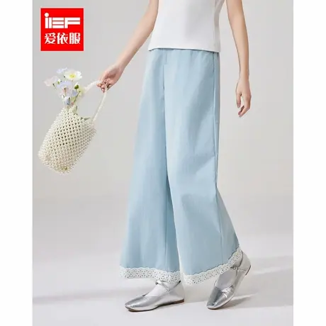 IEF/爱依服2025长裤夏季新款棉感宽松显瘦日常通勤韩版百搭阔腿裤商品大图