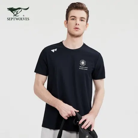 七匹狼圆领套头T恤夏季薄款时尚都市弹力透气时尚潮流印花男上衣图片