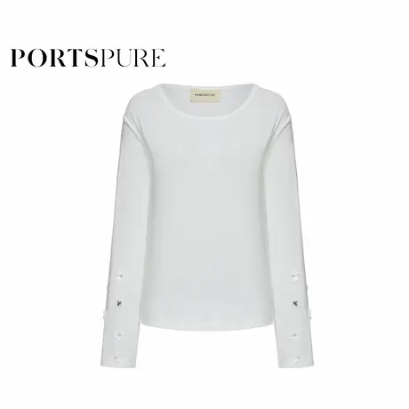 宝姿PORTSPURE女装2025早秋新品舒适实用松弛百搭立体花长袖T恤衫商品大图
