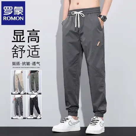 罗蒙夏季薄款工装裤男美式潮牌宽松潮流拼接男士束脚休闲裤子N3Z商品大图