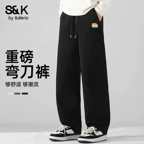 班尼路S&K重磅弯刀裤男2025秋季新款青少年直筒卫裤休闲裤子男款商品大图