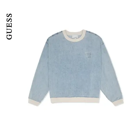 GUESS男士美式简约撞色双色水洗牛仔卫衣商品大图