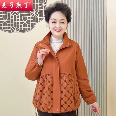 2023秋季新款小个子妈妈装短款夹克外套中老年人女装开衫春上衣服商品大图